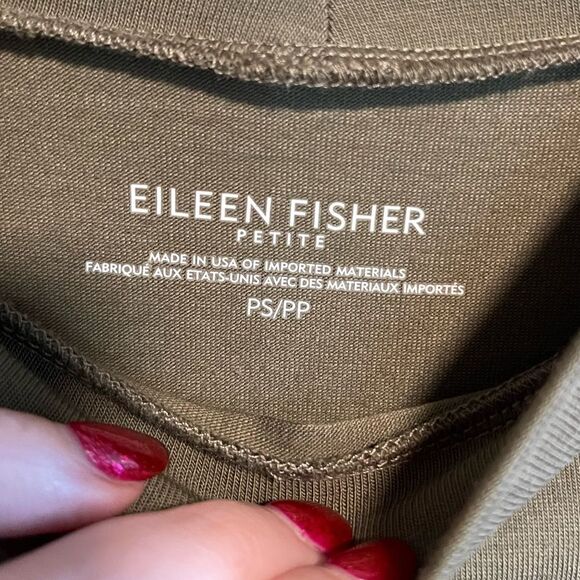 Eileen Fisher- Traceable Organic Cotton Stretch Mock Neck Dress in Olive, XSP - Picture 3 of 13